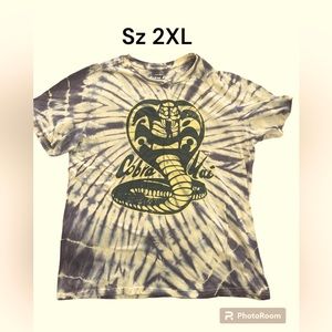 Cobra Kai Graphic T Shirt sz 2XL EUC Tie Dye Snake Logo Karate Crew Neck Top